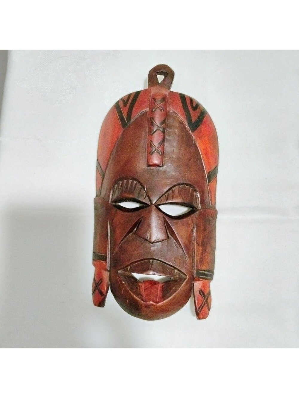 Vintage Kenyan Hand-Carved Wooden Tribal Mask, 9" African Folk Art Wall Decor